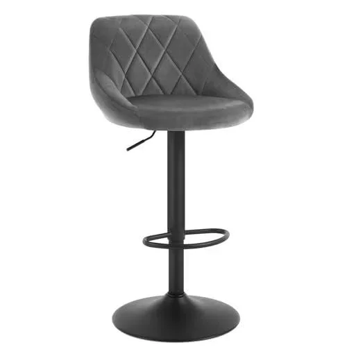 1 x Tabouret de Bar en Velours Hauteur réglable,Gris Foncé BH219dgr-1