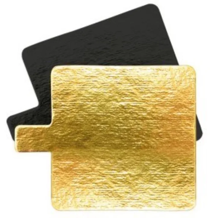 10 Set Gâteau Gold/Black Square 8cm