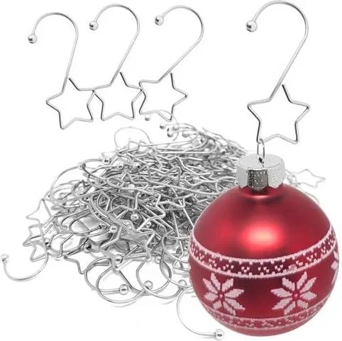 100x cintres Premium en Forme détoile pour Boules de Sapin de Noël – Crochets pour Boules de Noël – cintres pour Boules pour décorations de Sapin de N Argenté
