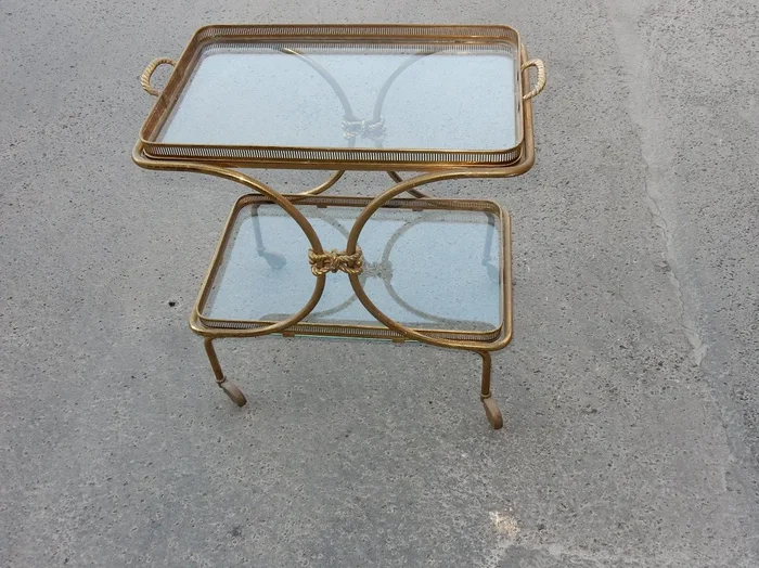 1970′ Bar Roulant En Bronze Et Laiton Doré Maison Baguès Ou Charles Ou Jansen Décor Napoléon 3