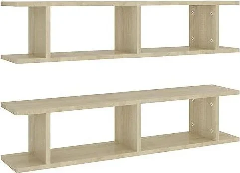 2X Etagères Murales Etagères Flottantes Etagères Suspendues Supports Muraux Salon Salle de Séjour Maison Chêne Sonoma 90x18x20 cm Aggloméré