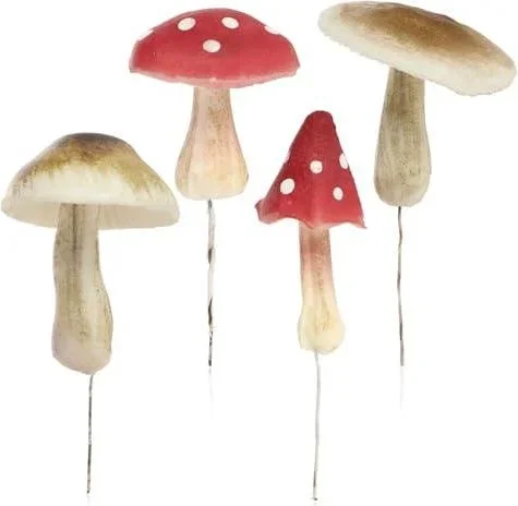 4X Champignon décoratif – Champignons artificiels à insérer comme décoration dautomne et de Noël – embellit Les Cadeaux, Les compositions (2X Amanite