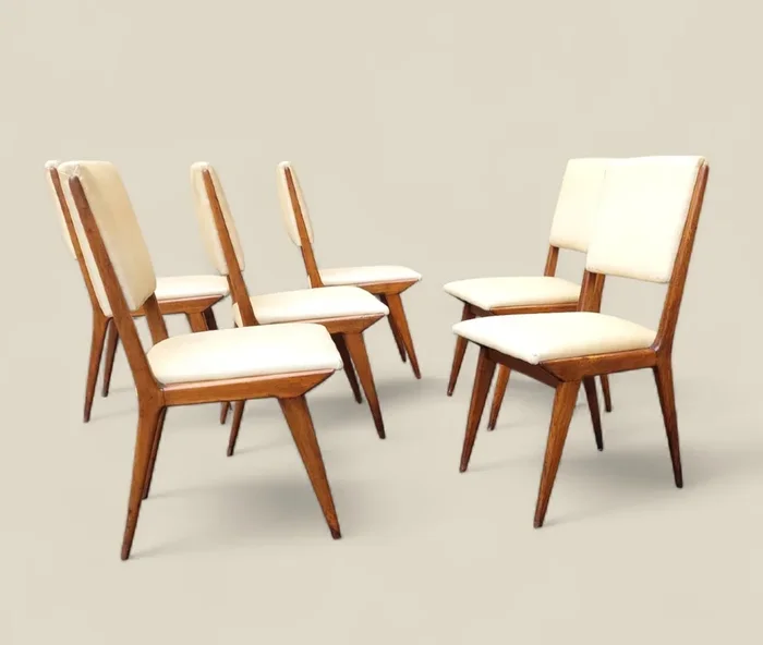 6 CHAISES EN BOIS DESIGN ITALIEN DOUX SIÈCLE CARLO DE CARLI
