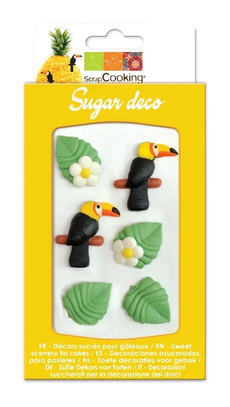 6 pièces. Décoration en sucre Tropical