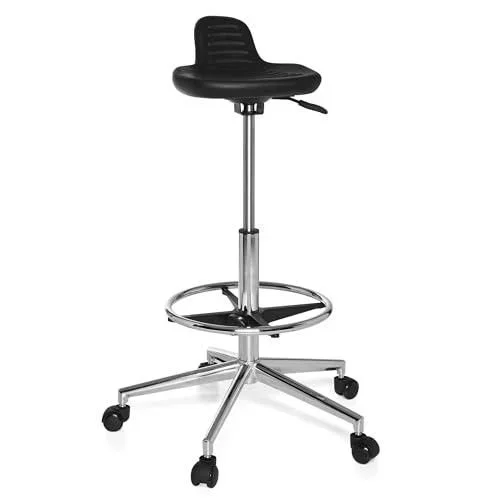 665160 Tabouret de Travail Ergonomique Top Work 03 Chaise Haute avec fonctionnalité utile, siège en Mousse Ferme Noir
