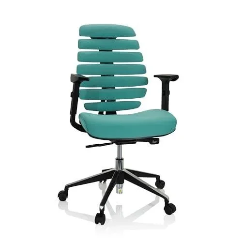714521 Chaise de Bureau Ergonomique Ergo Line II Fauteuil de Bureau avec Dossier Haut, revêtement en Tissu, Turquoise Bleu
