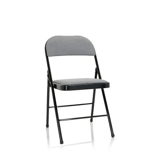 803011 Chaise Pliante rembourrée TUDELA II Tissu Gris Clair Chaise Visiteur Pliante, supporte jusquà 130kg