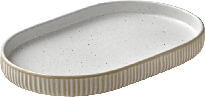 Aire de jeux Nara Platte Relief ovale Weiss 18x11cm H2CM
