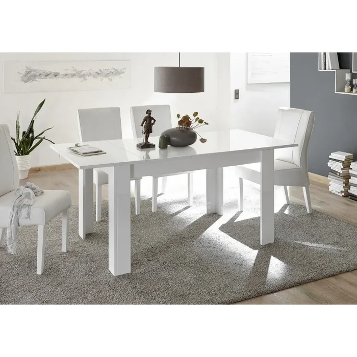 Allonge de table laquée blanc brillant 48 cm Agathe