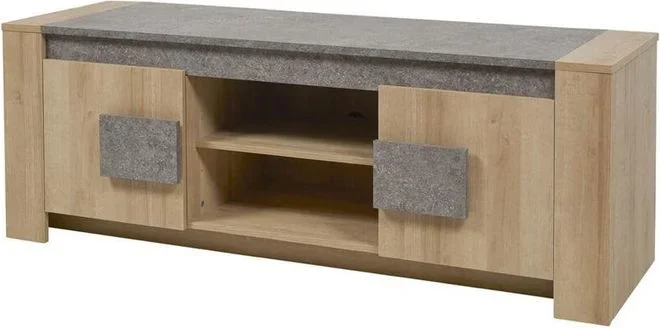 Altobuy – fanny – Meuble tv 2 Portes Aspect Bois et Pierre
