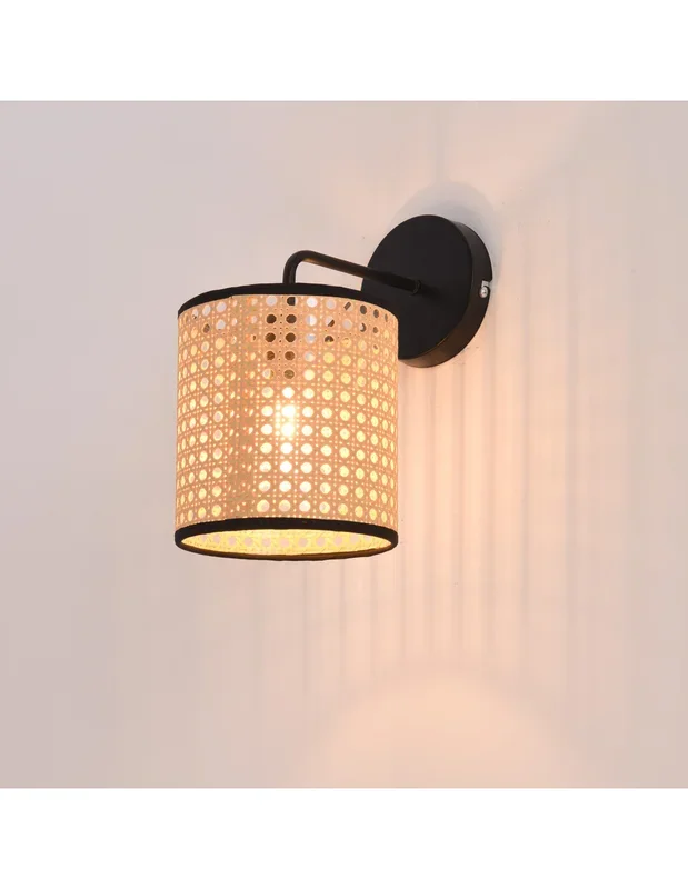 Applique Murale Effet Rotin 17 x 16 x 25 cm Luminaire Intérieur