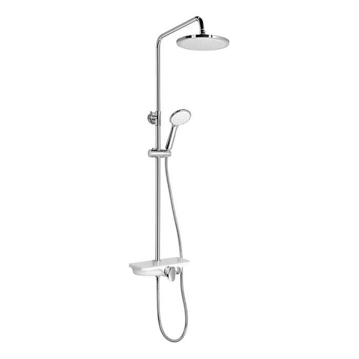 Aqualine – Ensemble de douche avec mitigeur, chrome brillant/blanc