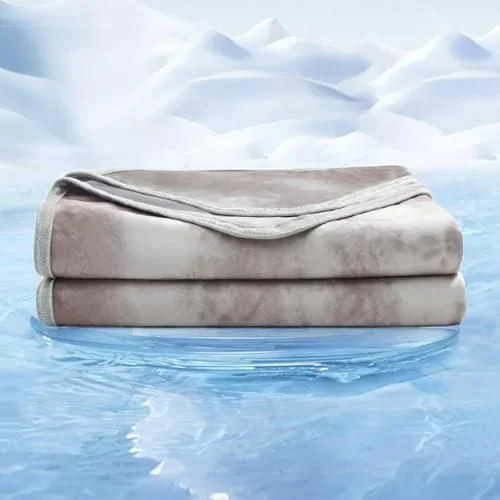 Arc-Chill Q-Max Couverture rafraîchissante – 152 x 203 cm – 2 en 1 – Double face – Légère et respirante – Couvre-lit – Gris aquarelle