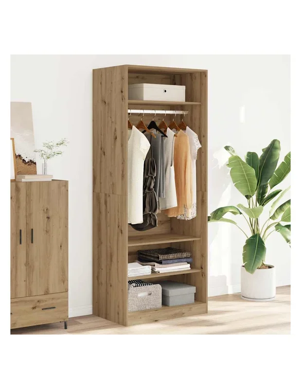 Armoire Chambre Dressing Ouvert Garde-Robe Chêne Artisanal 80x50x200 cm
