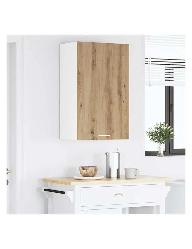Armoire Cuisine Suspendue Chêne Artisan et Blanc 50x31x80 cm