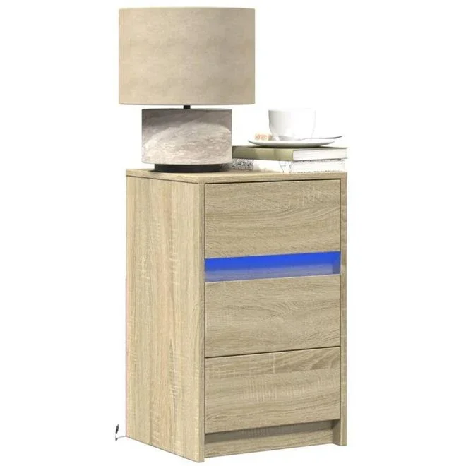 Armoire de chevet avec lumières led chêne sonoma Vidaxl