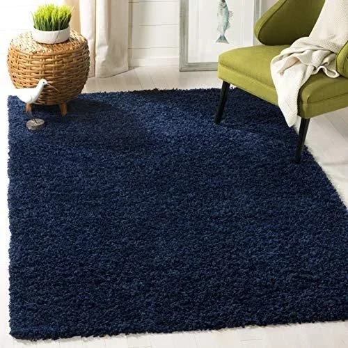 Athens Shag Collection SGA119N Tapis en Peluche Qui ne seffiloche Pas pour Salon, Chambre à Coucher, Salle à Manger, entrée – Épaisseur : 3,8 cm – 1,5 Bleu