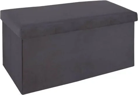 Atmosphera – Banc Coffre de Rangement Pliant Tess – Velours Gris Foncé, 76 x 38 x 38 cm – Siège dAppoint – pour Salon, Chambre
