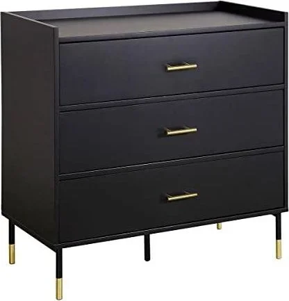 Atmosphera – Commode Tedy – 3 tiroirs – Bois et métal – Noir