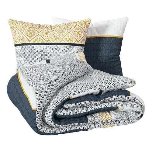 Atmosphera – Parure de lit Etnik rayé en Coton 240×220 cm Bleu