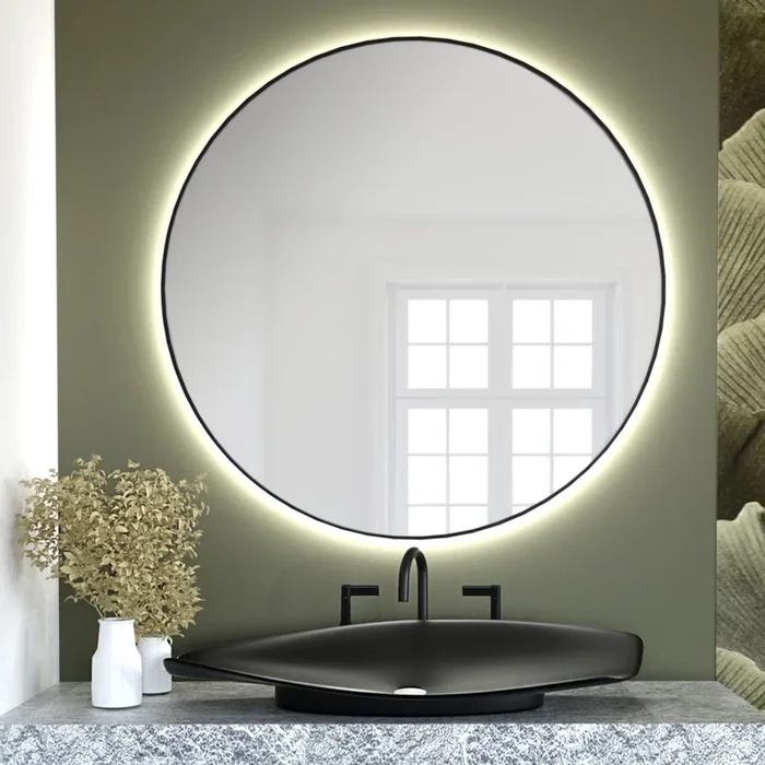 Baltica Design – Miroir mural LED de salle de bains avec rétroéclairage BRIGHT LED/15W/230V 4500K Ø 70 cm IP65 noir