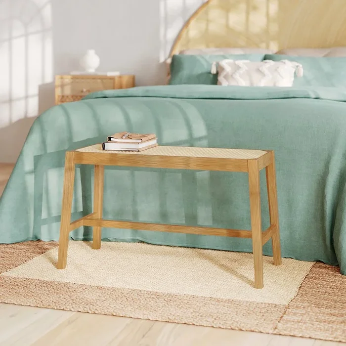 Banc 2 places en bois de chêne massif et cannage – kappa