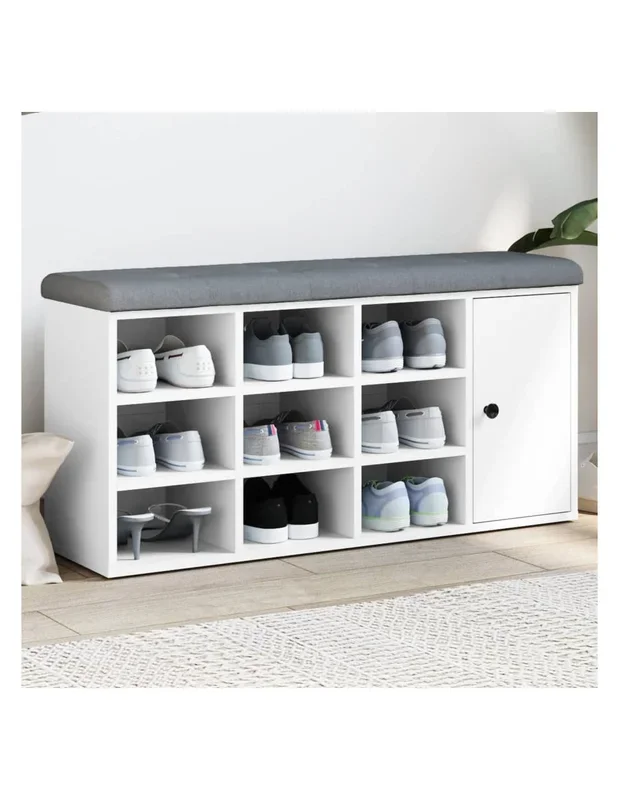 Banc À Chaussures Blanc 102x32x50 cm Bois