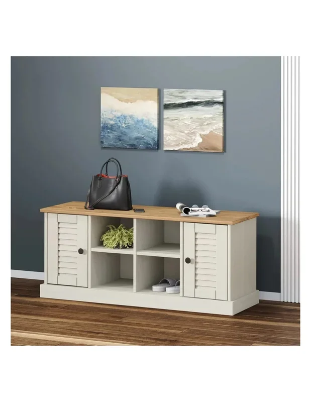 Banc Chaussures Bois Massif Pin Blanc Meuble Chaussure Entrée