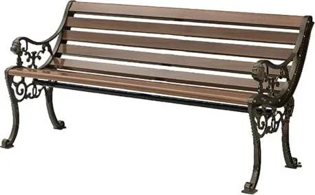 Banc de Jardin Extérieur de Style Antique, Banc Exterieur Jardin en Bois avec Dossier,Banc en Bois en Fonte, Banc de Jardin Parfait pour Jardin, Pelou