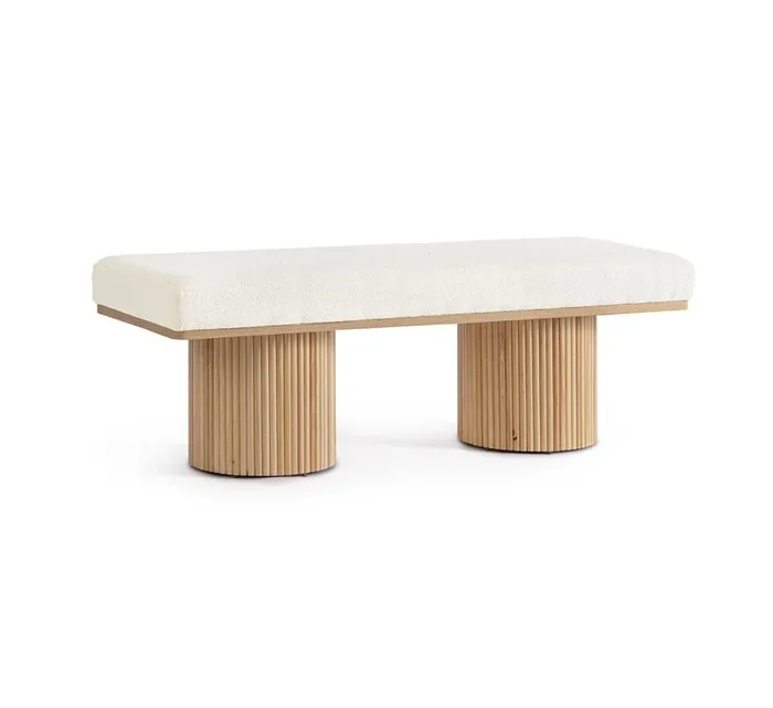 Banquette 2 places Florence blanche boucle&rsquo; 122cm