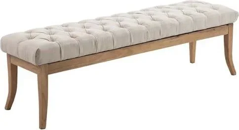 Banquette Ramses en Tissu I Assise avec Coutures Décoratives Banc Design pour Cuisine ou Couloir I Pieds en Bois Antique Clair I Couleur:, Couleur:crè Blanc
