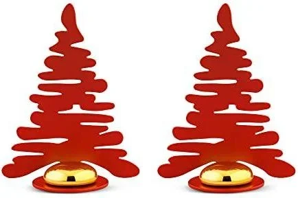 Barkplace Tree BM16S2 R – Set de Deux Marque-Places en Forme de Sapin de Noël, en Acier Coloré avec Résine Epoxy, Rouge avec Aimant en Porcelaine