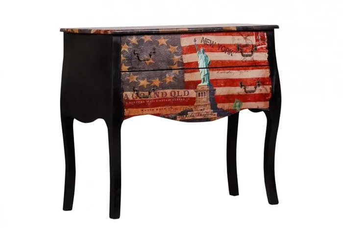 Baroque chest of drawers with printed leather-look W90 D38 H77 – Handmade unique