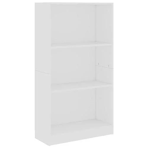 Bibliothèque 3 Niveaux Étagères à Livres Meuble à Livres Meuble de Rangement Stockage Salon Maison Blanc 60x24x109 cm Bois dIngénierie