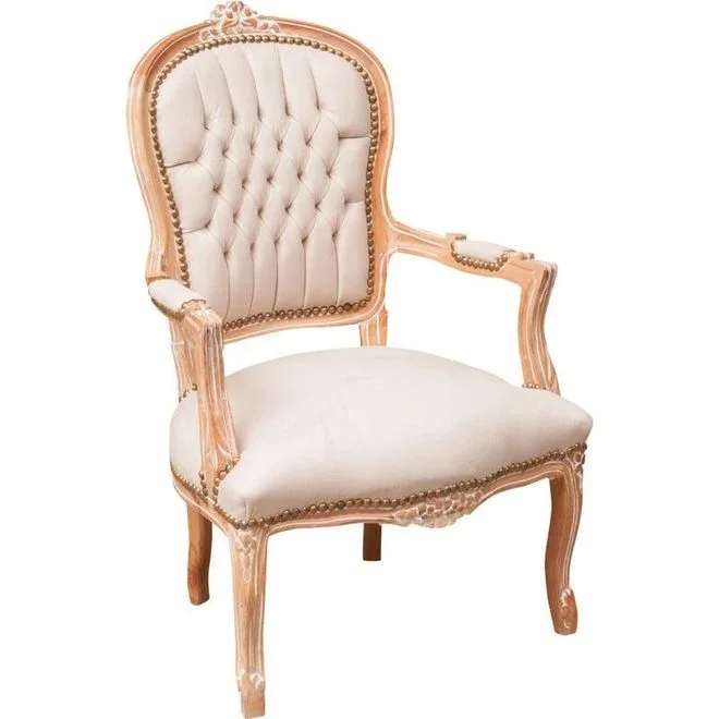 Biscottini – Chaise de salle à manger de cuisine 64x100x65cm Fauteuil de chambre classique Chaise rembourrée avec accoudoirs Chaise en bois