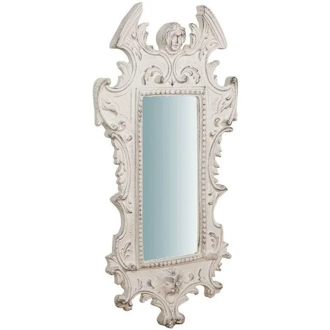 Biscottini – Miroir Mural à accrocher en bois finition blanc antique sagomata Made in Italy