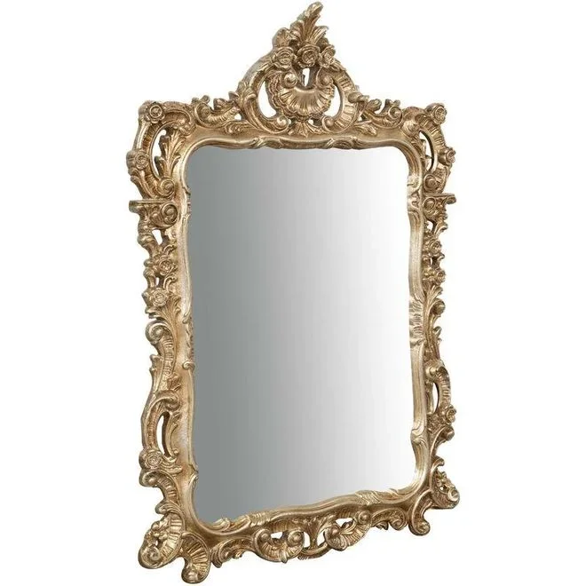 Biscottini – miroir mural en bois avec finition argentée antique made in italy