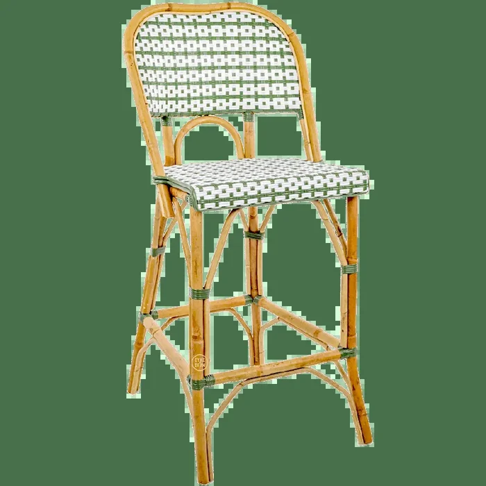 BISTRO RATTAN BAR CHAIR TILES GREEN