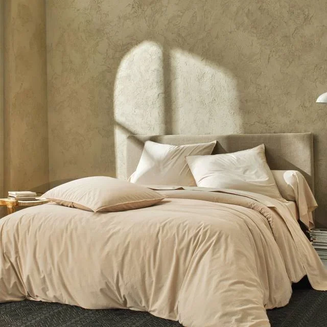 BLANC DES VOSGES Drap housse percale lavée Bohème – Crème – 80 x 200 cm