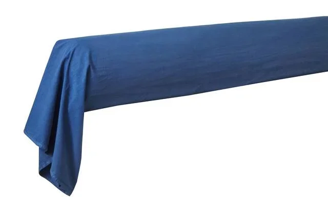 BLANC DES VOSGES Taie de traversin percale lavée Bohème – Indigo – Taie de traversin 45 x 230 cm