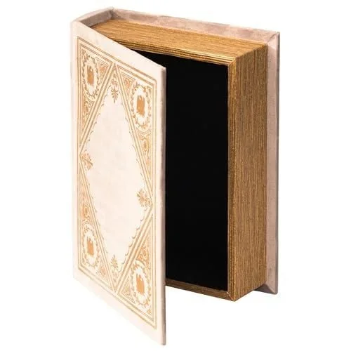 Boîte à bijoux décorative en forme de livre Blanc cassé