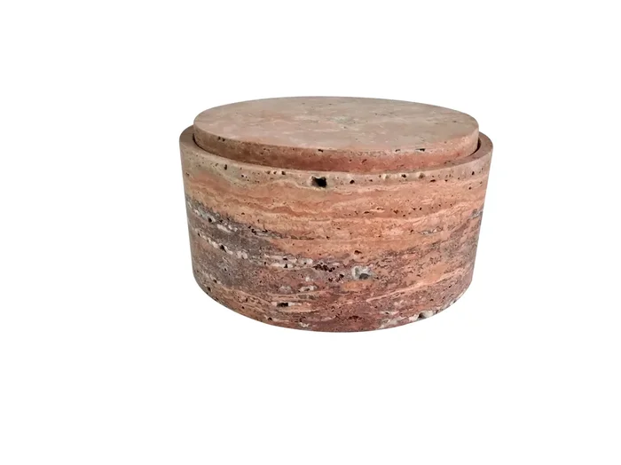 Bol de Rangement Avec Couvercle – Travertin Rouge – H12 cm