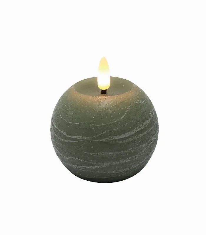Bougie LED boule vert amande