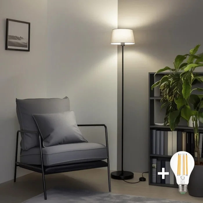 Brilagi – Lampadaire LED CERIA 1xE27/40W/230V Ø 25 cm gris/noir