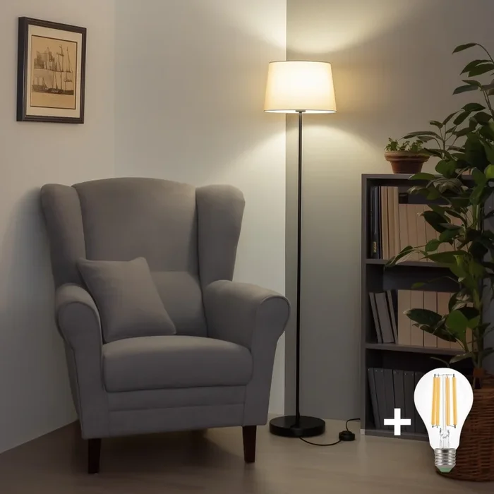 Brilagi – Lampadaire LED CERIA 1xE27/40W/230V Ø 30 cm beige/noir