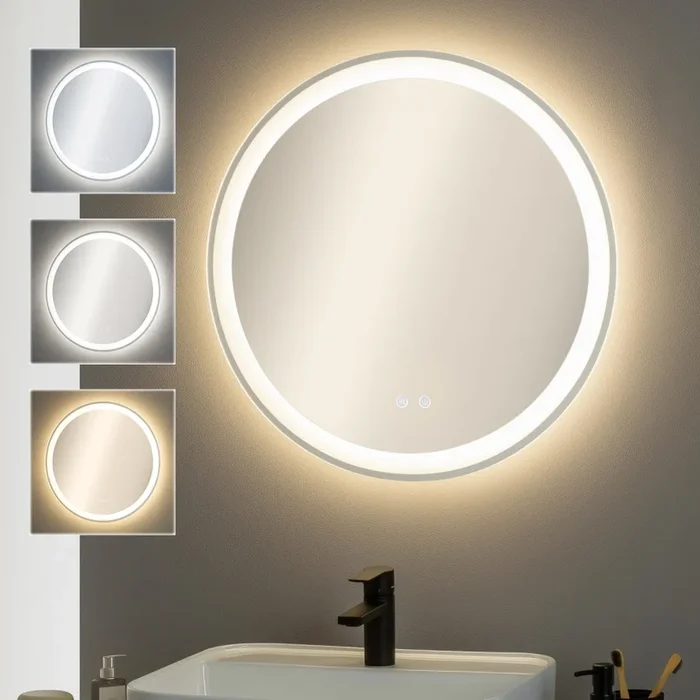 Brilagi – Miroir chauffant LED pour salle de bains AVA PRO LED 18,5 W / 230 V Ø 60 cm IP44 IRC 90 à intensité réglable + CCT (température de couleur réglable)