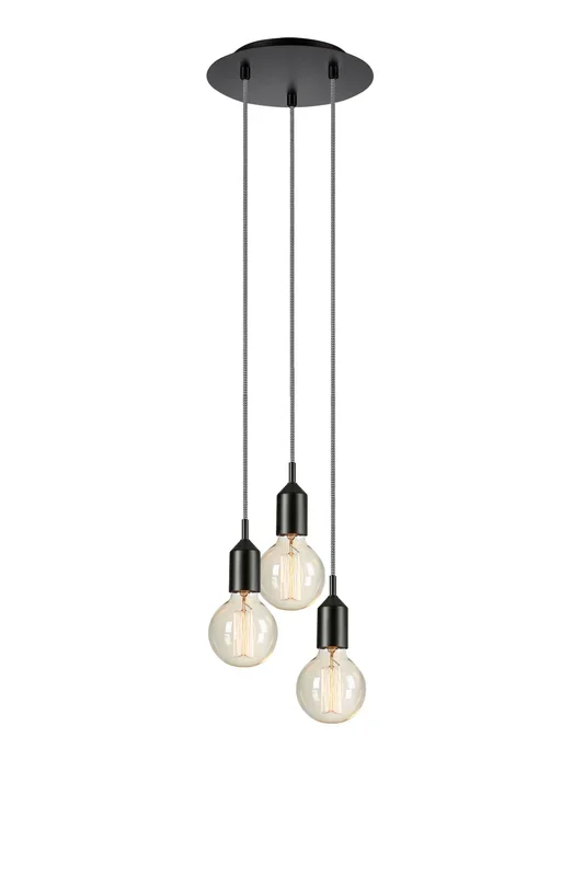 BRONX Lampadario 3L Rotondo Nero