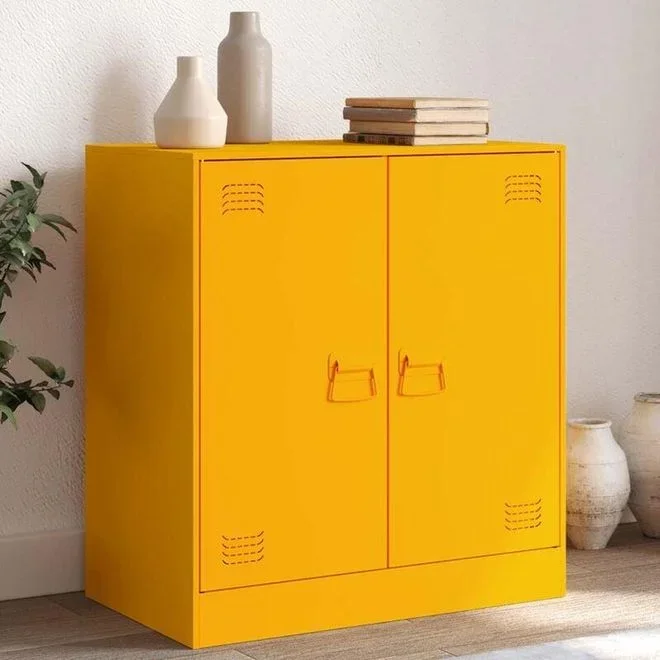 Buffet jaune moutarde 67x39x73 cm acier Vidaxl