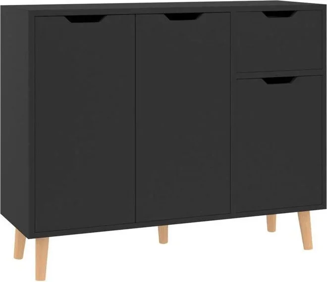 Buffet noir brillant 90x30x72 cm bois dingénierie Vidaxl