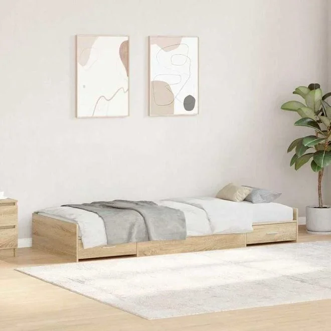 Cadre de lit Chêne Sonoma 90 x 200 cm Bois dingénierie vidaXL
